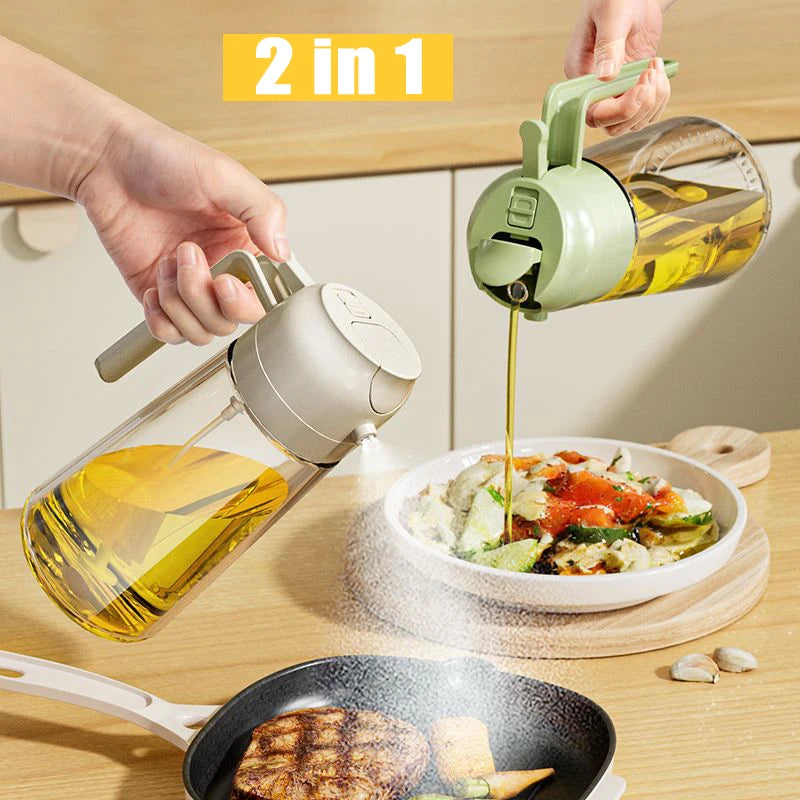 2 in 1 Oil Spray Bottle Multifunction Glass Oil Bottle For Cooking BBQ Oil Dispensers Olive Oil Sprayer Mister Kitchen Gadgets