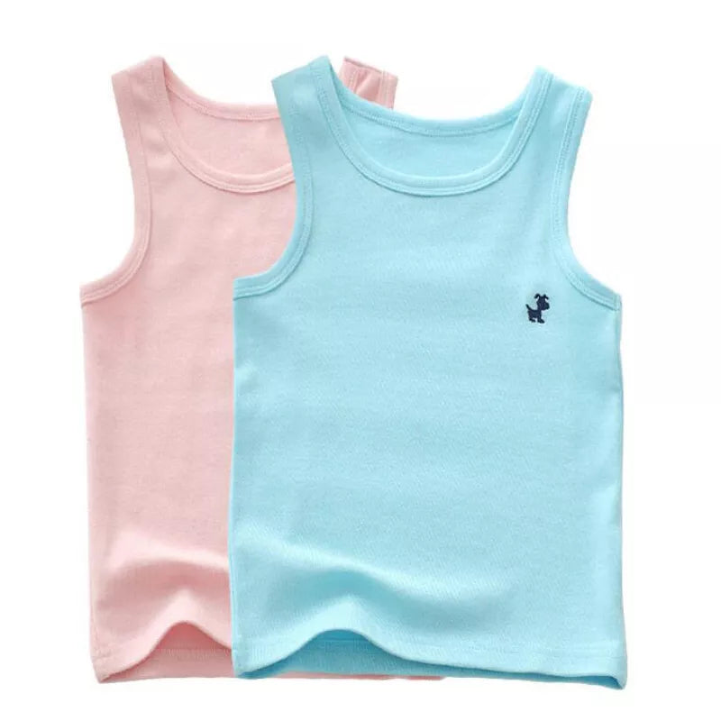 Fashion Children T-shirts for Girls Candy Color Baby Boys Graphic Tee Cotton Vest Tops Kids Summer Clothes Sleeveless T-Shirt