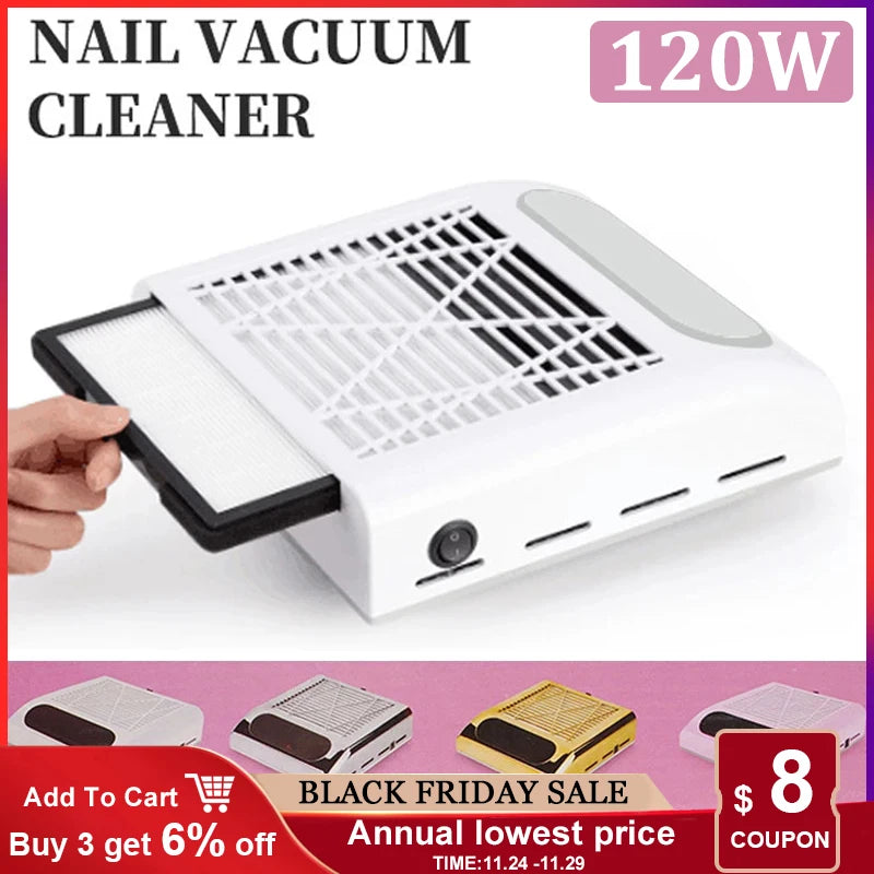 Nail Dust Collector Fan Vacuum Cleaner Manicure Machine Tools With Filter Strong Power Nail Art Tool Nail Vacuum Cleaner