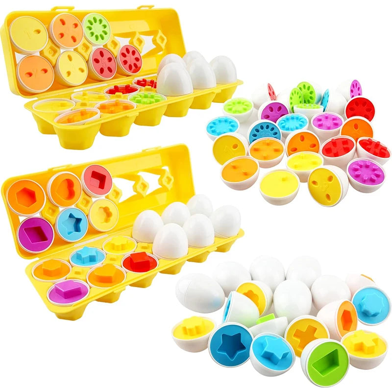 Montessori Learning Educational Math Toy Baby Development Toy Shape Match Puzzles Eggs Game Sensory Toys For Children 3 4 5 Year