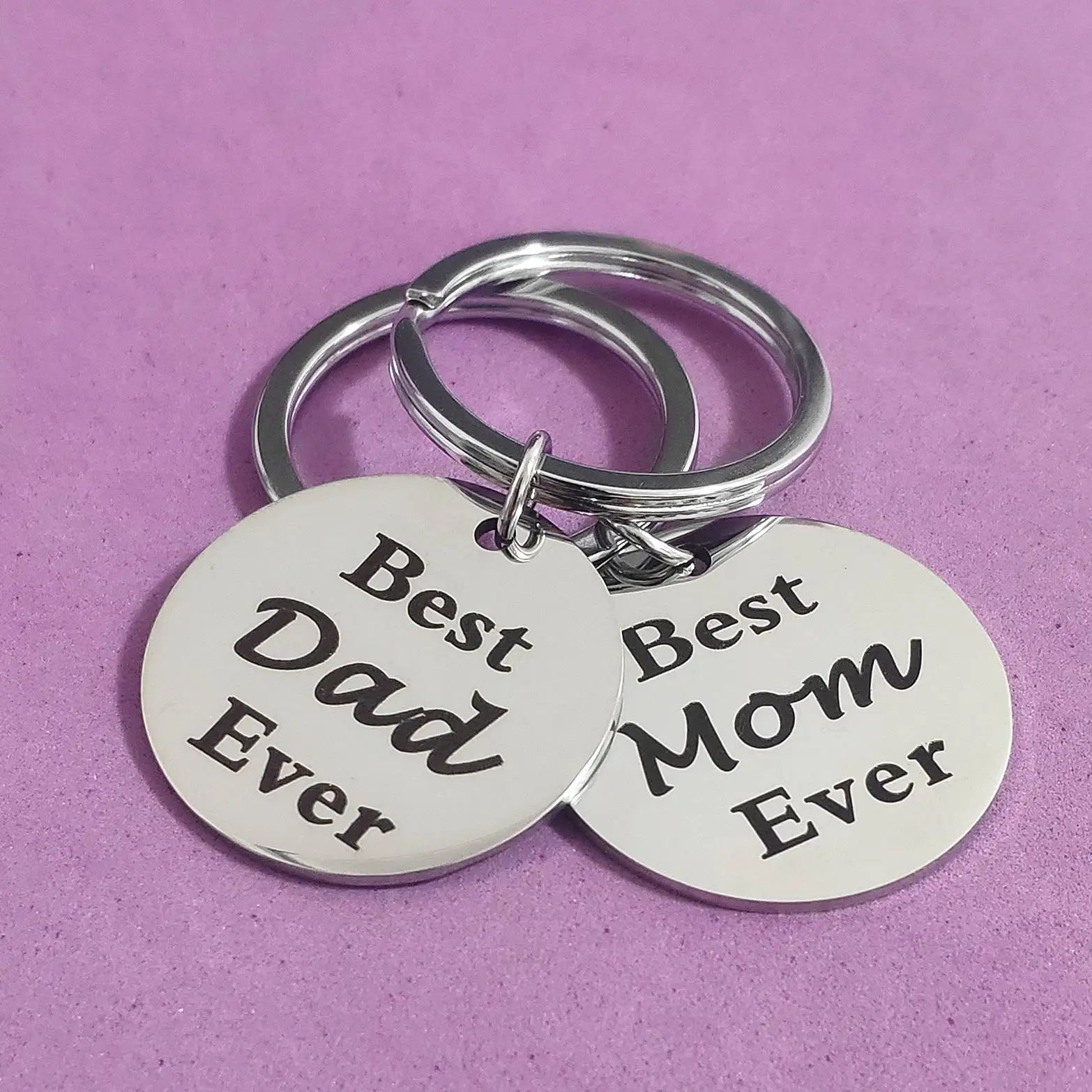 Father's Day Keys Holder Best Dad Mom Ever Ornaments Gifts Birth Date Stainless Steel Keyring Keychain Car Carabiner Lanyard