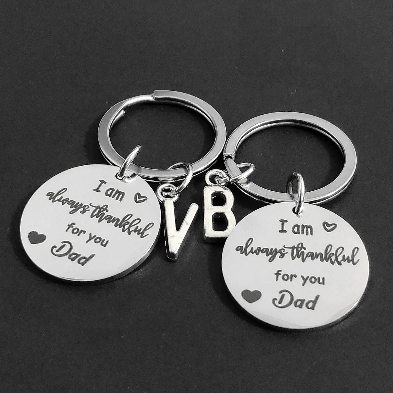 Creative Carabiner for Keys Birthday Lettering Keyring Stainless Steel Thanksgiving Father's Day 26 Initials Gift Keychain Car