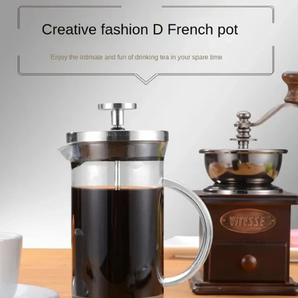 French Press Coffee Pots Stainless Steel Glass Coffee Maker Multifunctional Hand Punch Pot Coffee Accessories 350-1000ml