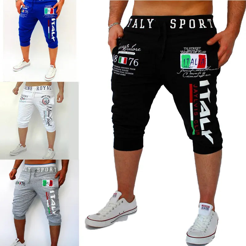 Men's Athletic Shorts Sweat Shorts Capri Pants Drawstring Print Letter Sports Outdoor Weekend Streetwear Stylish Sweatpants Male