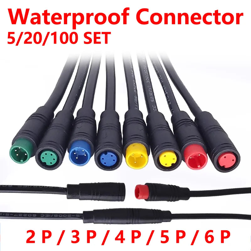 5/20SET M6/M8 2 3 4 5 6Pin Julet Electric Bicycle Joint Plug female male Connector Wiring Scooter Cable Signal Sensor waterproof