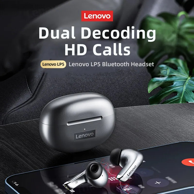 Original Lenovo LP5 Wireless Bluetooth Earbuds HiFi Music Earphones Headphones Sports Waterproof Headset With Mic Earbuds New