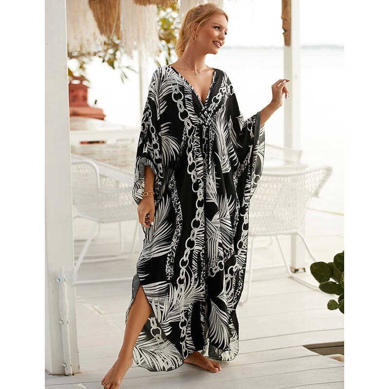 New Cover-up Over size Print Bohemian Maxi Dress Summer Swimsuit Cover Up 2023 Robe De Plage Pareos Long Dress BeachwearTunic - RY MARKET PLACE