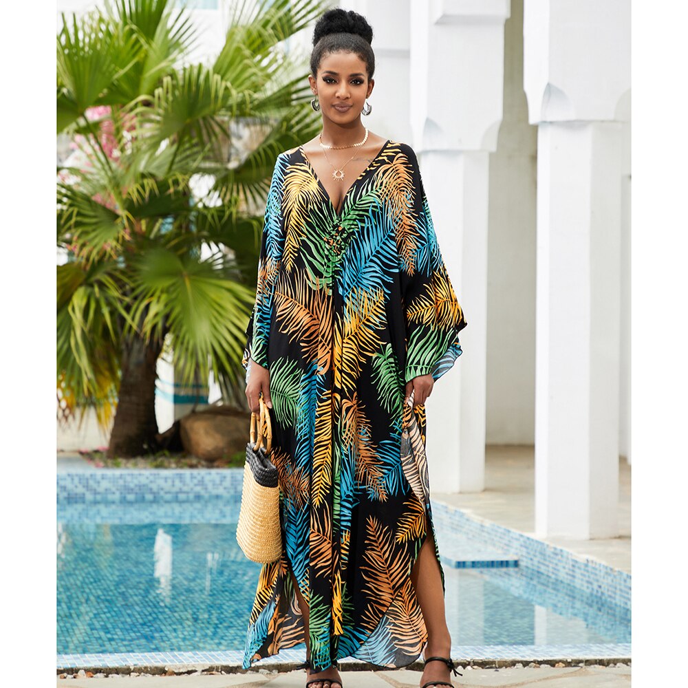 New Cover-up Over size Print Bohemian Maxi Dress Summer Swimsuit Cover Up 2023 Robe De Plage Pareos Long Dress BeachwearTunic - RY MARKET PLACE