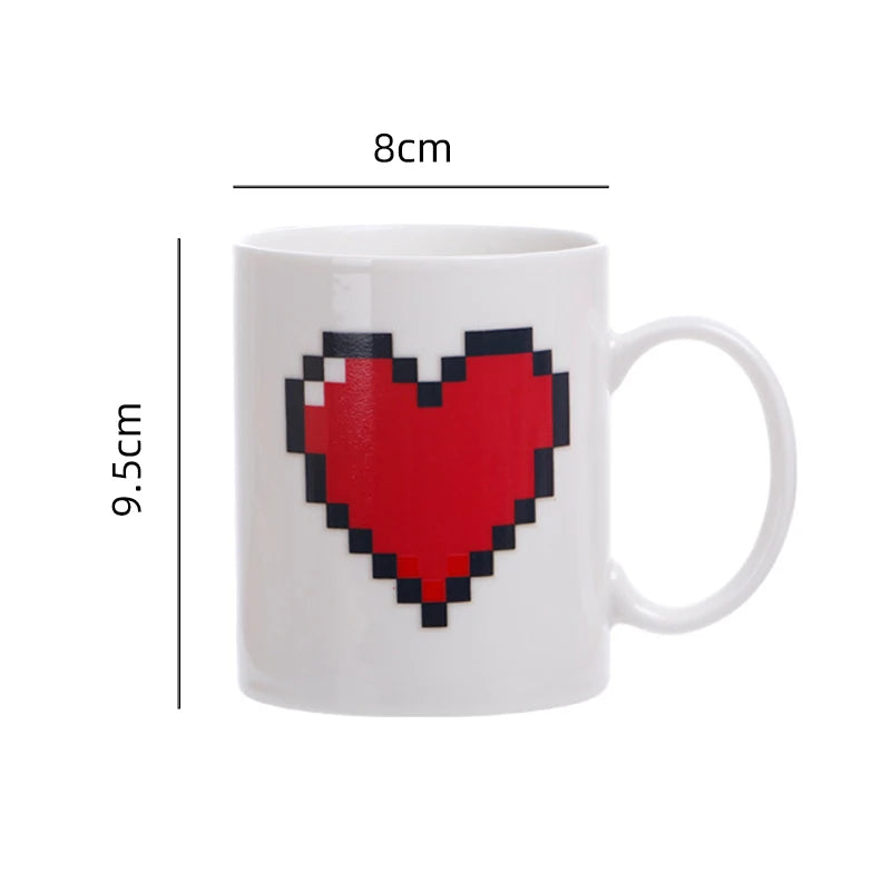 330ML Peach Heart Color-changing Ceramic Cup Novelty Magic Cup Creative Design Coffee Mug Valentine's Day Preferred Gift