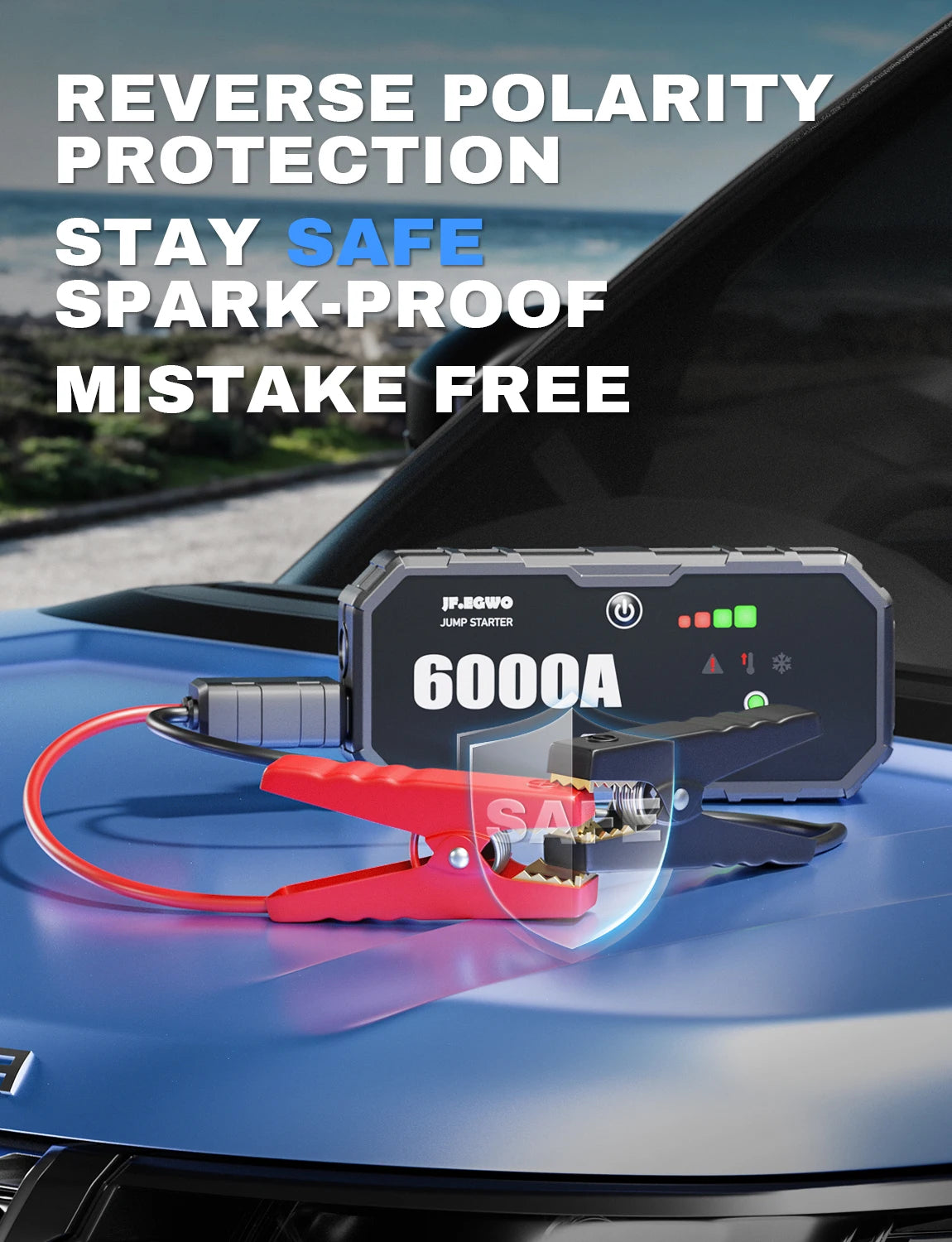 6000A Jump Starter Car Battery Portable Charger Power Bank Car Booster auto 12V Auto Starting Device Emergency Outdoor