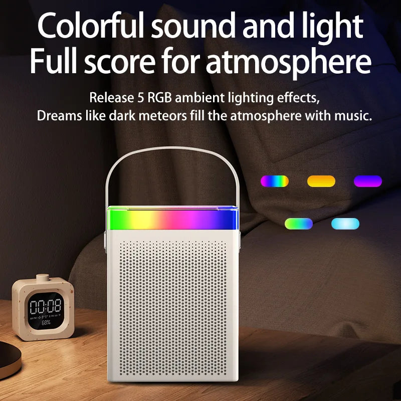 Hot Mini Home Karaoke Machine Portable Bluetooth 5.3 PA Speaker System with 1-2 Wireless Microphones Home Family Singing for Kid