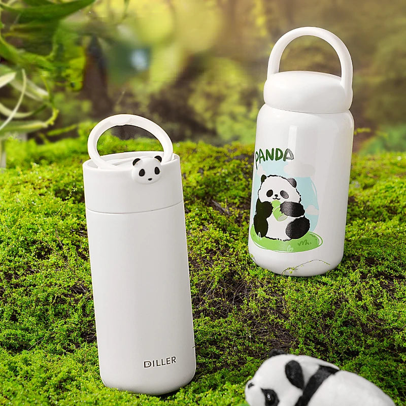 Portable Stainless Steel Vacuum Flask Children Cute Panda Thermos Mug Cartoon Student Water Bottle Coffee Mug Tumbler Thermocup