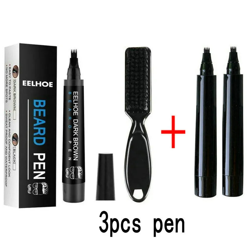 Hot Sale Beard Filling Pen Kit Beard Enhancer Brush Beard Coloring Shaping Tools Waterproof Black Brown Hair Pencil Man Cosmetic