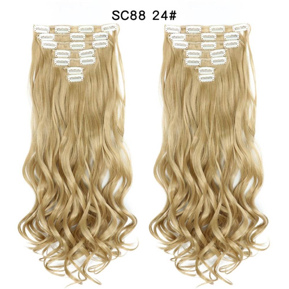 LINWAN Hair 22inch Ombre Hair Long Curly Hair Extension 16 Clips High Tempreture Synthetic Hairpiece Clip In Hair Extensions - RY MARKET PLACE