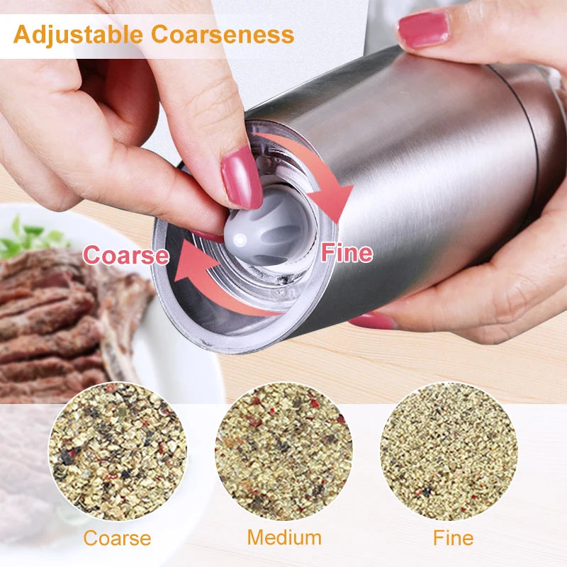 Electric Pepper Mill Sets,Herb Coffee Grinder,Automatic Gravity Induction Salt Shaker Grinders Machine,LED Light Spice Mill Tool