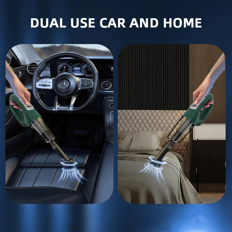 1 Set Handheld Car Vacuum Cleaners High Suction Car and Household Dual Purpose Charging Green Small Wireless Vacuum Cleaner