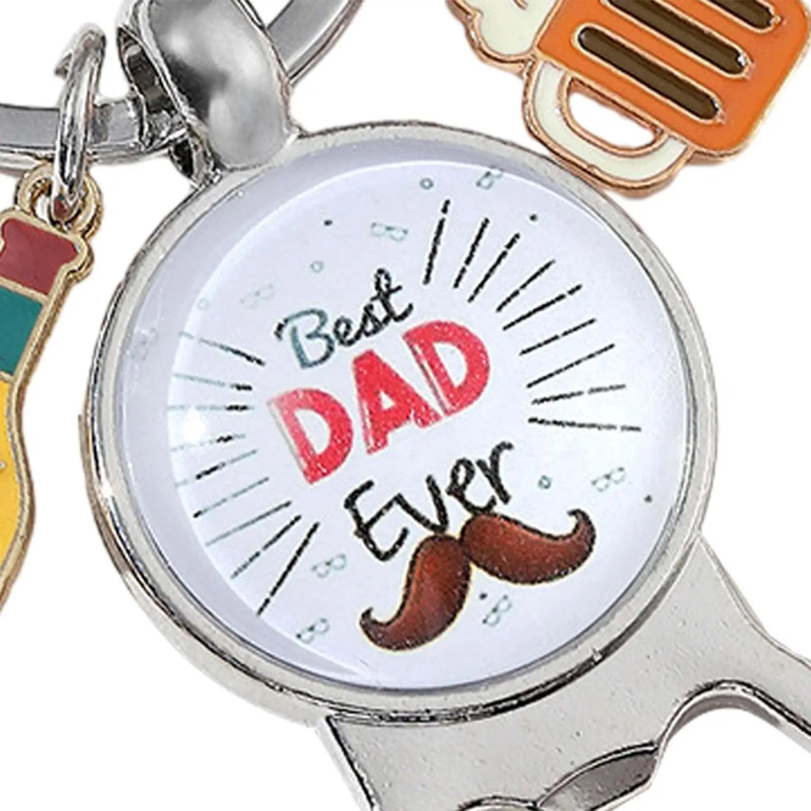 Bottle Opener Keychain Car Key Chain Charm Dad Keychain Key Holder Hanging Decoration Portable Metal Keyring Father's Day Gift