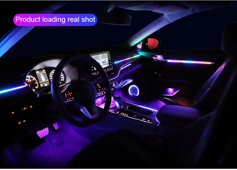 14/18/22 in 1 Streamer Ambient Lights 64 213 Color Rainbow RGB Acrylic Led Car Atmosphere Lights Hidden All Black Light Strips