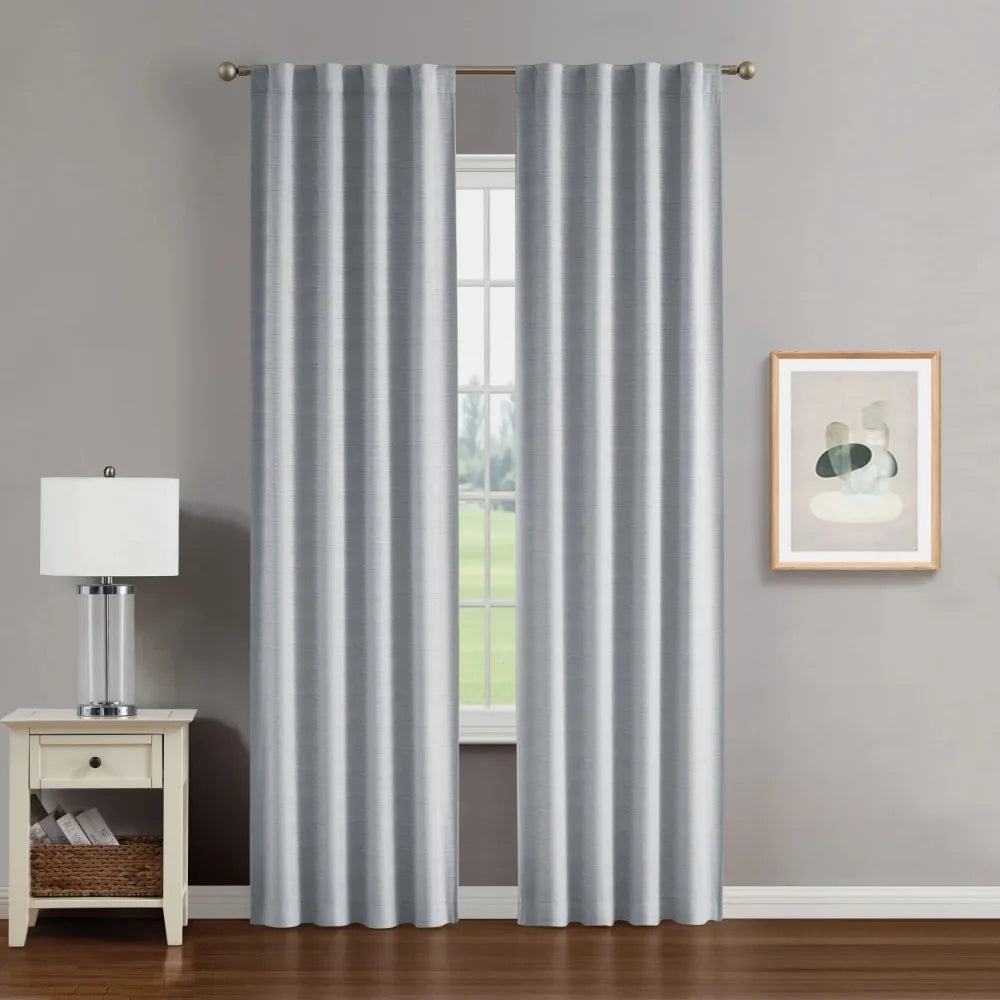 Blackout Window Curtain Panels with Tiebacks, Back Tab, Light Grey, 38" x 108" curtains for living room