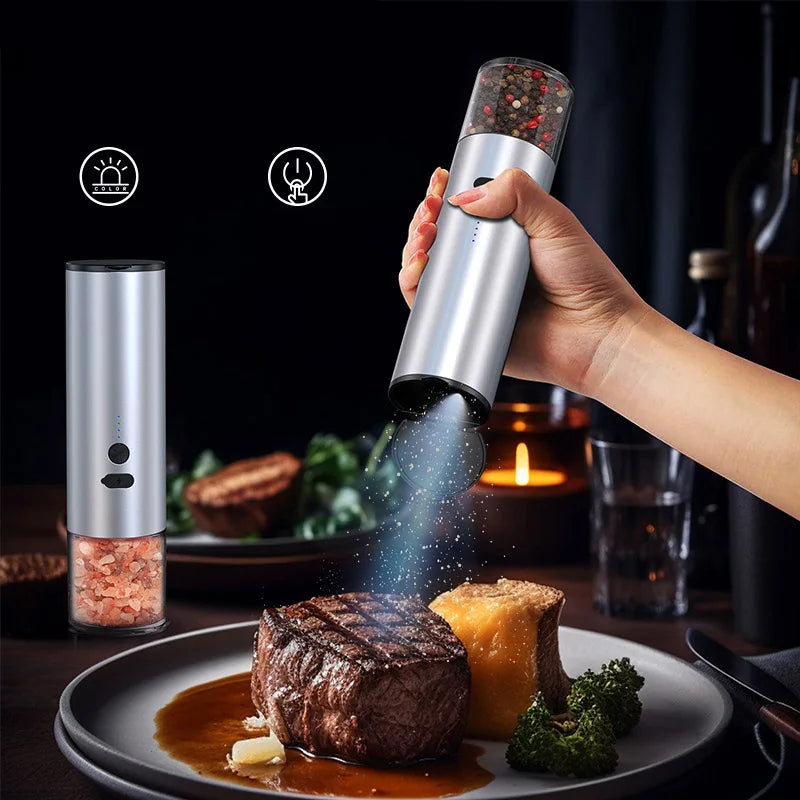 Electric Grinder Adjustable Rechargeable Flower Pepper And Salt Seasoning Grinder Kitchen Tools