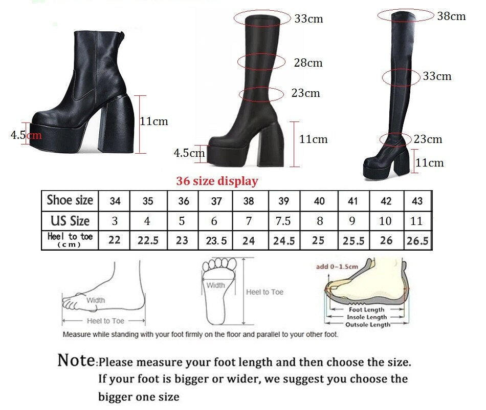 Boots For Woman Knee Shoes On Platform Gothic High Heels Punk Style New Rock Autumn Winter Chunky Pumps Plus Size Women Clothing - RY MARKET PLACE