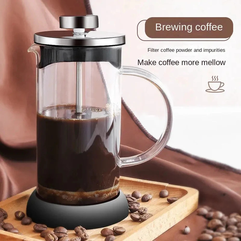 French Press Coffee Pots Stainless Steel Glass Coffee Maker Multifunctional Hand Punch Pot Coffee Accessories 350-1000ml