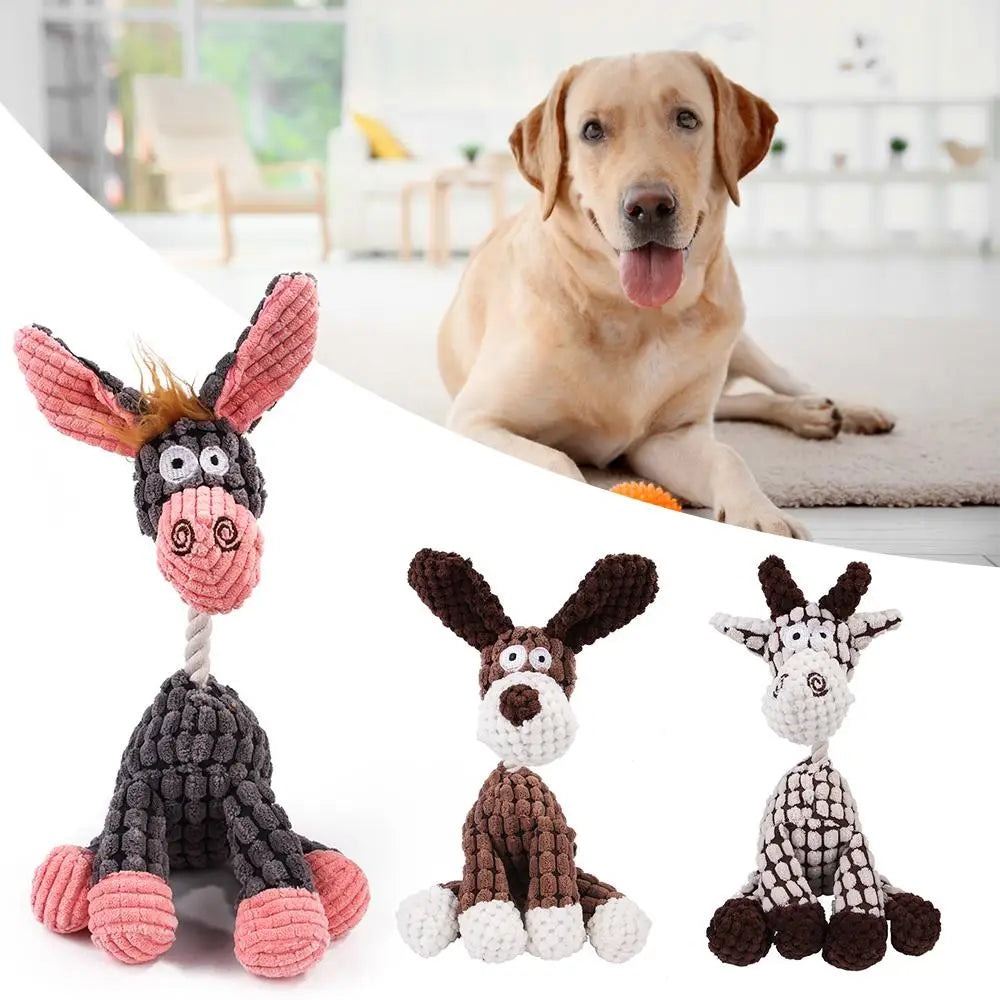 1~8PCS Cute Plush Dog Toy Animals Shape Bite Resistant Squeaky Toys Interactive Bone Molar Chew Toy Pets Training Accessories