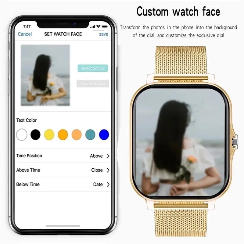 For Xiaomi Samsung Android Phone 1.69" Color Screen Full Touch Custom Dial Lady Watch Bluetooth Call 2023 Women Smart Watch Men - RY MARKET PLACE