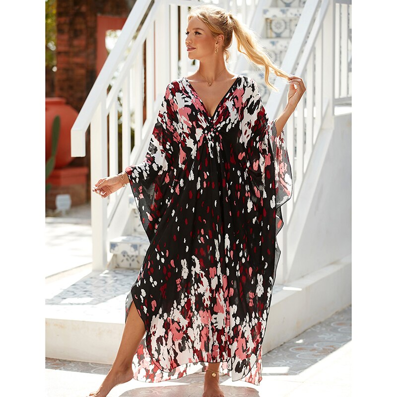 New Cover-up Over size Print Bohemian Maxi Dress Summer Swimsuit Cover Up 2023 Robe De Plage Pareos Long Dress BeachwearTunic - RY MARKET PLACE