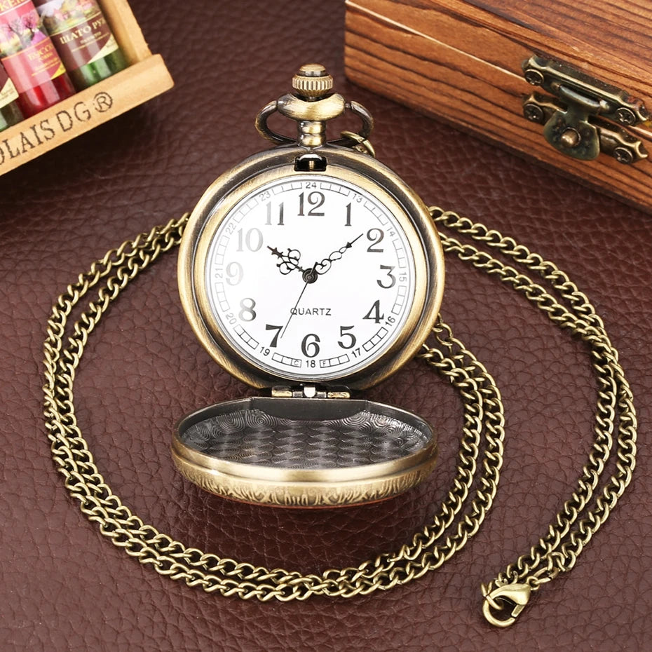 I Love You My Dad Best Papa Engraved Text Quartz Pocket Watch Necklace Chain Male Wooden Watch Father's Birthday Gifts for DAD