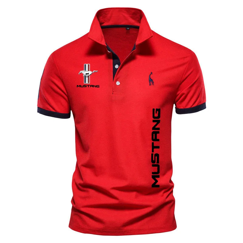 NEW POLO shirt for men Mustang car logo print 100% cotton luxury style Men's Golf Shirt oversized men's POLO shirt XS-5XL