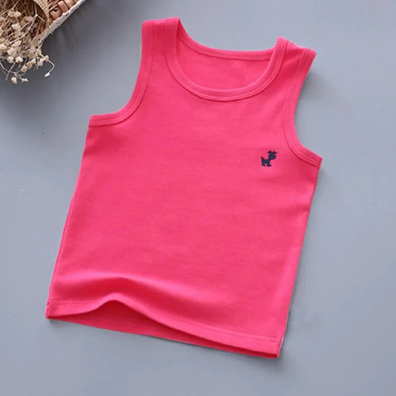 Fashion Children T-shirts for Girls Candy Color Baby Boys Graphic Tee Cotton Vest Tops Kids Summer Clothes Sleeveless T-Shirt