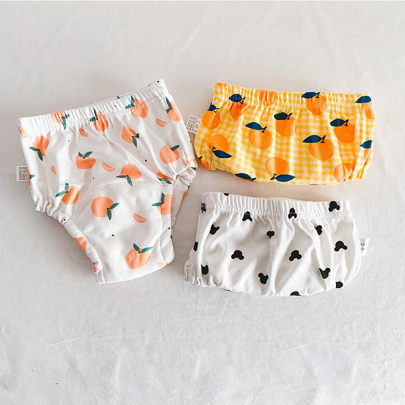 3 Pieces/lot Baby Training Pants 6 Layers Bebe Cloth Diaper Reusable Washable Cotton Elastic Waist Cloth Diapers 8-18KG Nappy