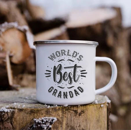 Best Grandpa In The World Print Mug Coffee Mugs Camping Drink Water Cups Vintage Enamel Cups Birthday Father's Day Grandpa Gifts