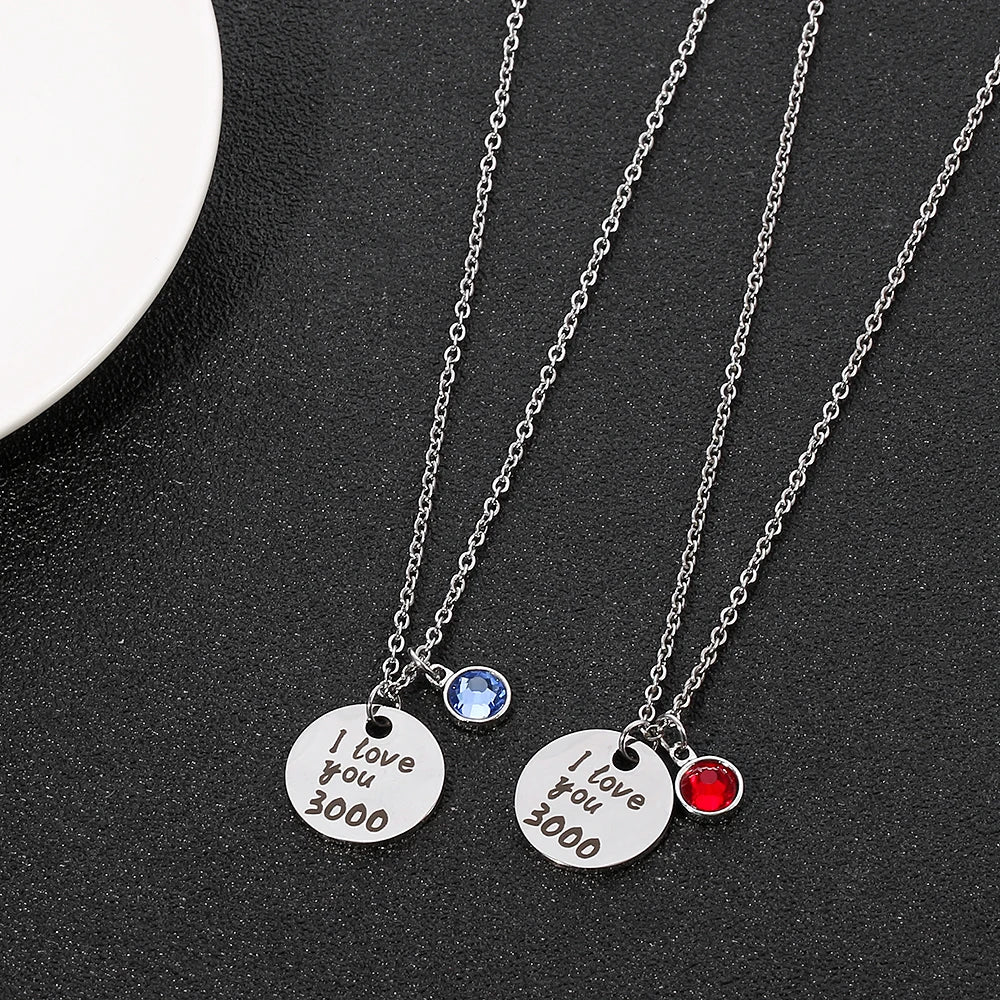 Marvel Necklace 2 Colours I Love You 3000 Times Necklace Pendants For Women Stainless Steel Fashion Jewelry Father's Day Gift