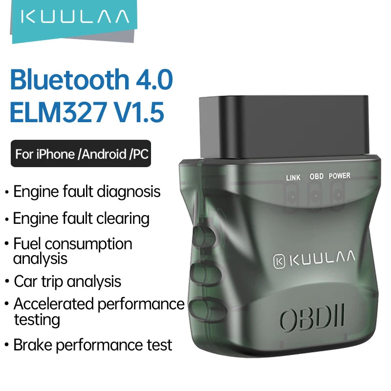 KUULAA ELM327 V1.5 OBD2 Scanner Bluetooth 4.0 OBD 2 Car Diagnostic Tool for IOS Android PC ELM 327 Scanner OBDII Reader