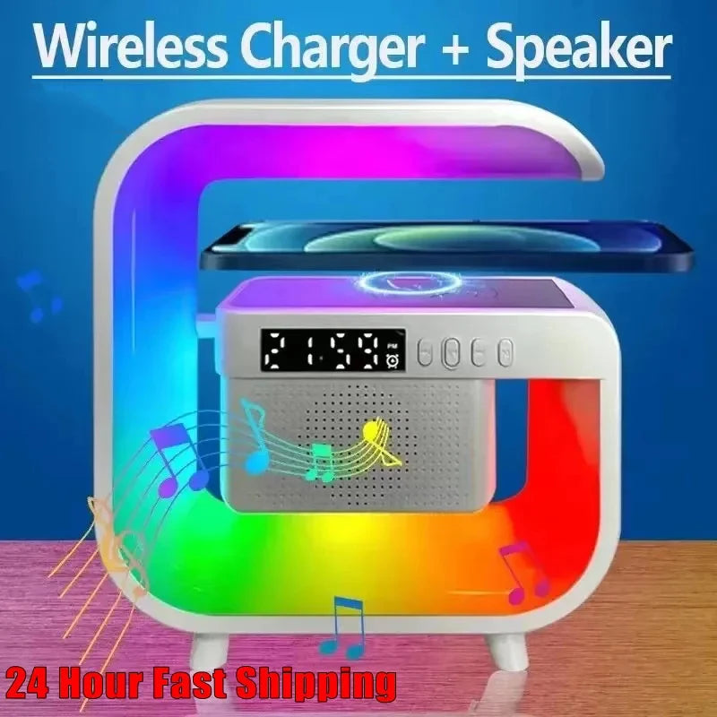 Multifunction Wireless Bluetooth Speaker Home Theater Sound System RGB Night Light Charging Station for iPhone Xiaomi Samsung