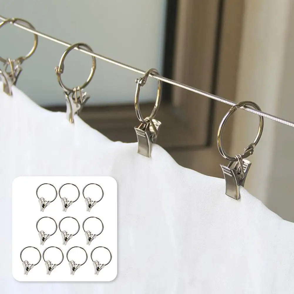 Curtain Hook 10Pcs Useful Easy Sliding Easily Detach  Anti-Corrosion Shower Curtain Hanging Clip Home Supply