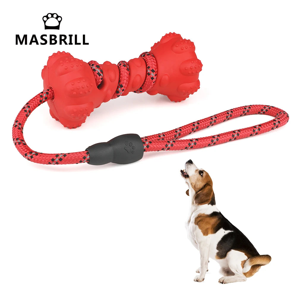 MASBRILL Pet Dog Toy Interactive Rubber Dumbbel for Small Large Dogs Chewing Toys Pet Tooth Cleaning Indestructible Dog Food Toy