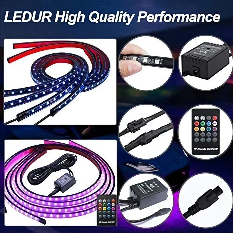 Car LED Underglow Lights Chassis Light Flexible Strip RGB Neon Remote/APP Control Decoration Atmosphere Lamp Car Accessories