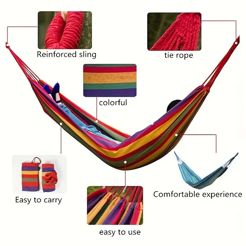 Outdoor canvas hammock swing with rope portable camping travel bag