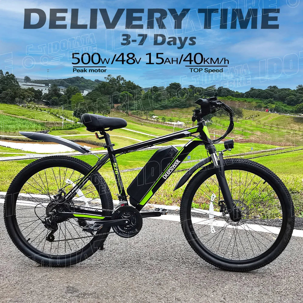 EU Delivery Electric Bicycle 48V 12.8AH Lithium Battery 500W Adult Mountain Electric Bike 21Speed Cycling Bicycle 26INCH Ebike