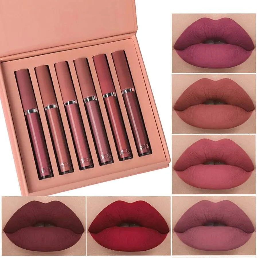 Matte Lip Gloss Set 6 Color Lipstick Smooth And Lasting