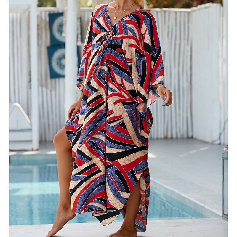 New Cover-up Over size Print Bohemian Maxi Dress Summer Swimsuit Cover Up 2023 Robe De Plage Pareos Long Dress BeachwearTunic - RY MARKET PLACE