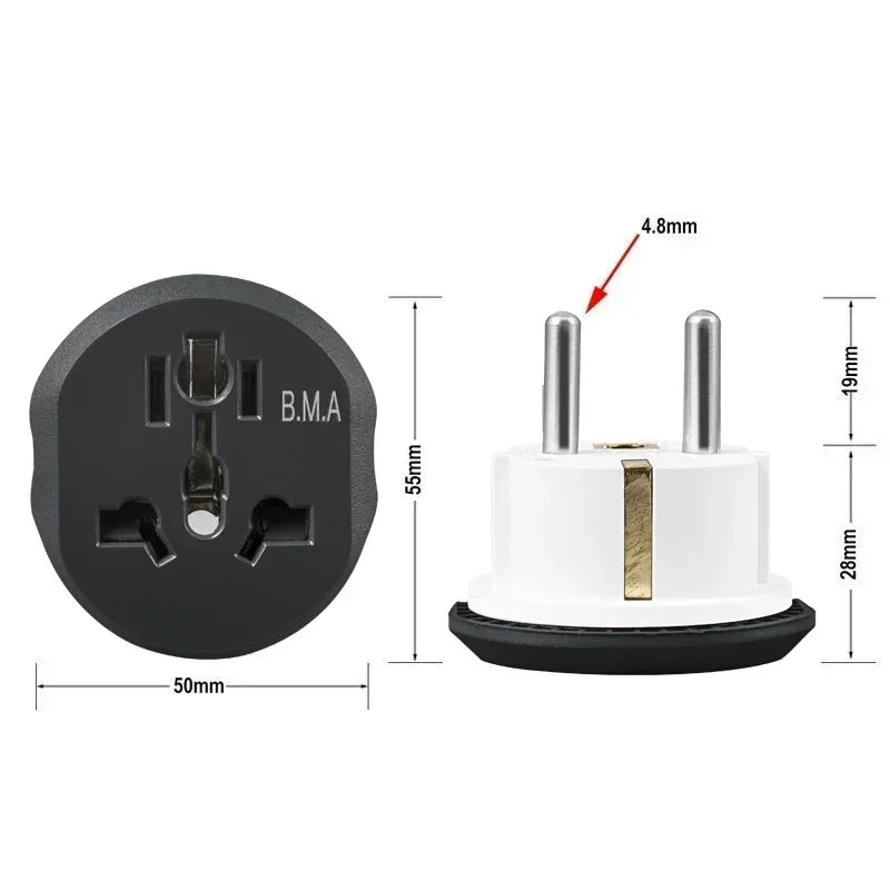 T&I Universal Plug Converter FR AU US UK To EU Travel Adapter High Quality Home Plug Adapter 16A 250V Wall Electric Socket
