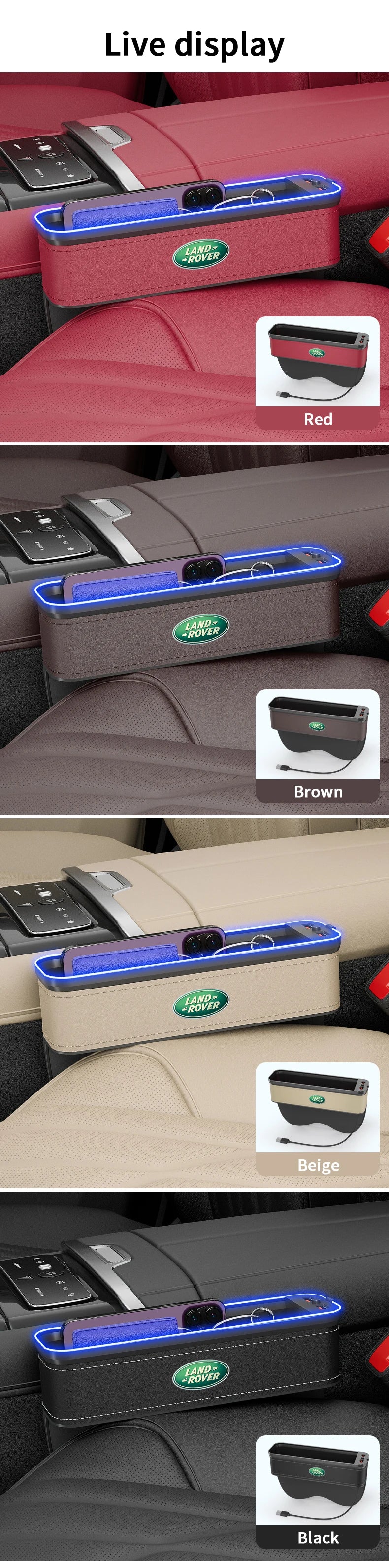 Car Atmosphere Light Sewn Chair Storage Box For Land Rover Autogiography Discovery Evoque SVR Velar Supercharged Freelander Auto