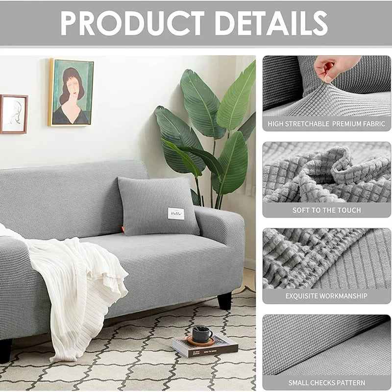 Elastic Sofa Cover, Non -slip Jacquard Sofa Pad,Plaid Fabric Sofa Mat, Sofa Cushion For All Seasons, Sofa Covers For Living Room