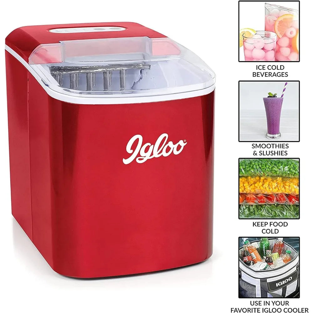 Automatic Portable Electric Countertop Ice Maker Machine, 26 Pounds in 24 Hours, 9 Ice Cubes Ready in 7 minutes