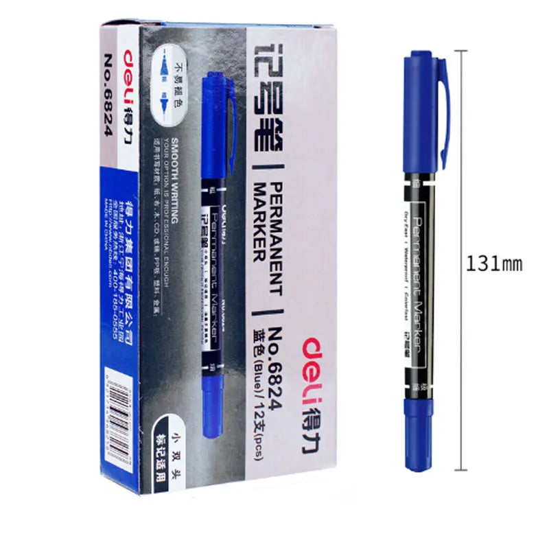 9pcs/Set Twin Tip Permanent Markers,  Black, Red,Blue Ink, 0.5mm-1mm pens for School Office Supplies Student Stationery