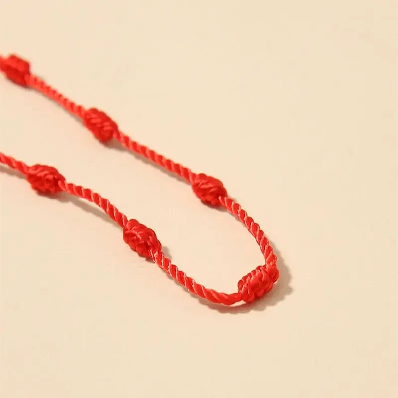 2 Pieces Hand-Woven Red Rope Handmade Braid 7 Knots Red String Anklets Bracelets Gift for Mother's Day Father's Day